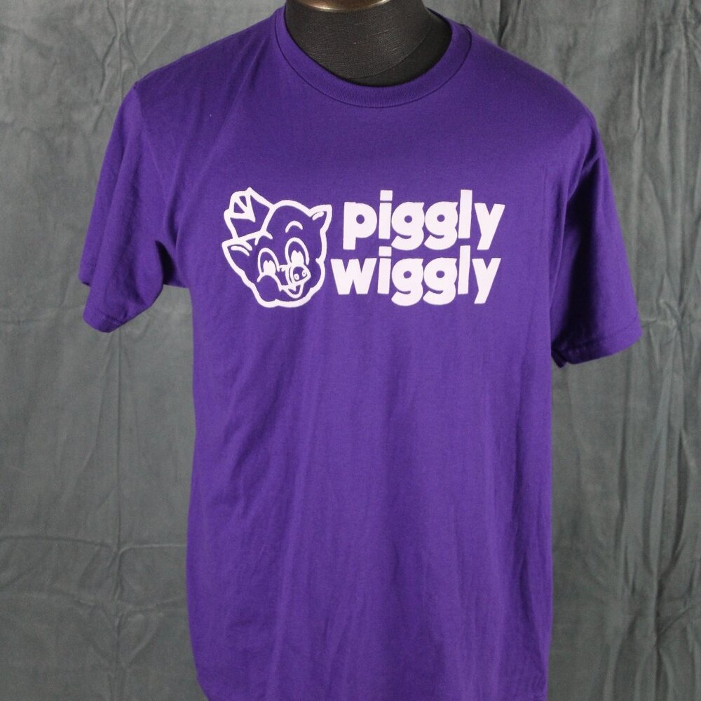Retro Adverstiing Shirt - Pggly Wiggly Logo on Purple - Men's Large